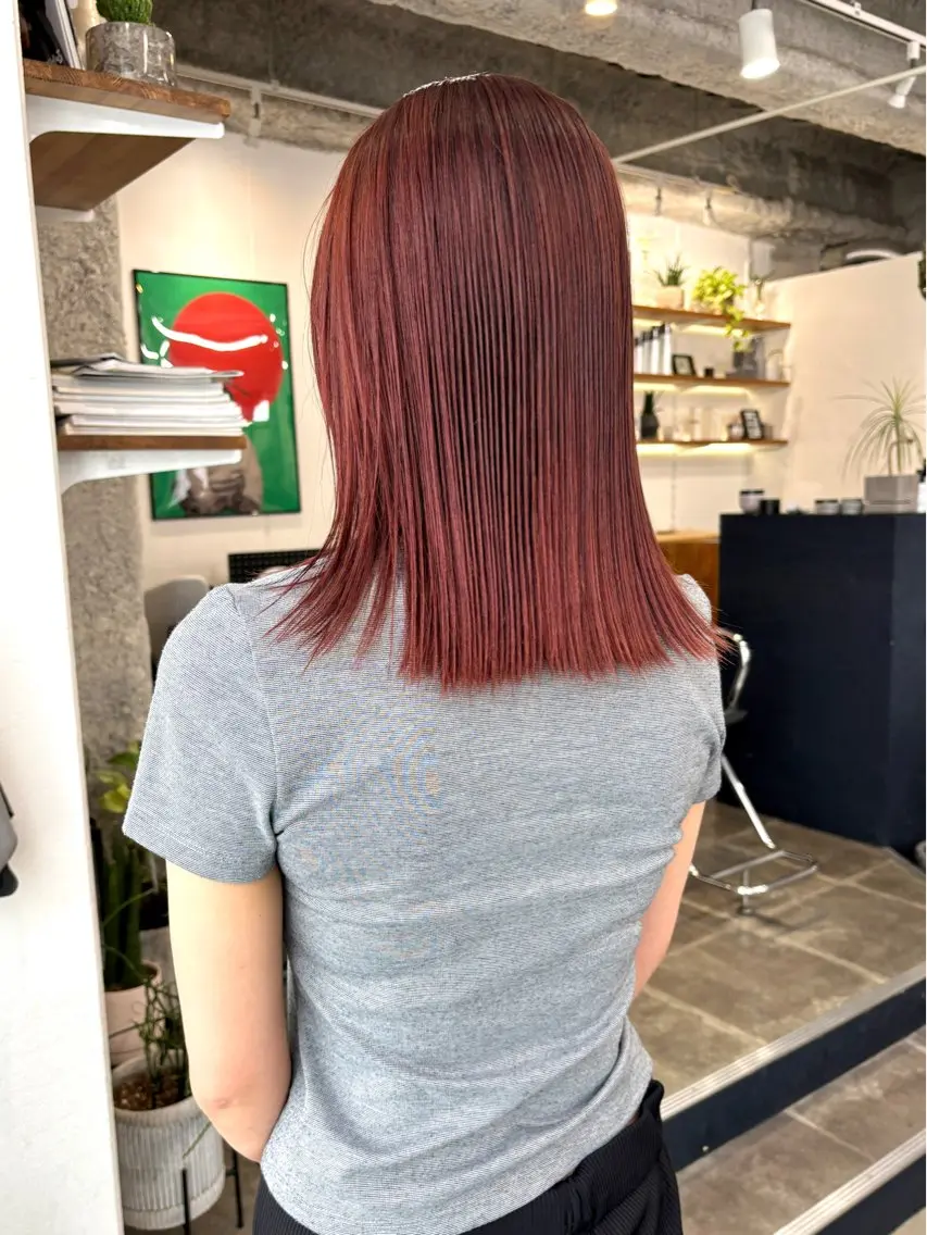 セミロング カラー ブリーチ ブラウンカラー カシス 透明感カラー ラベンダーカラー 暖色系特化さくら /福岡天神/レイヤーのヘアスタイル