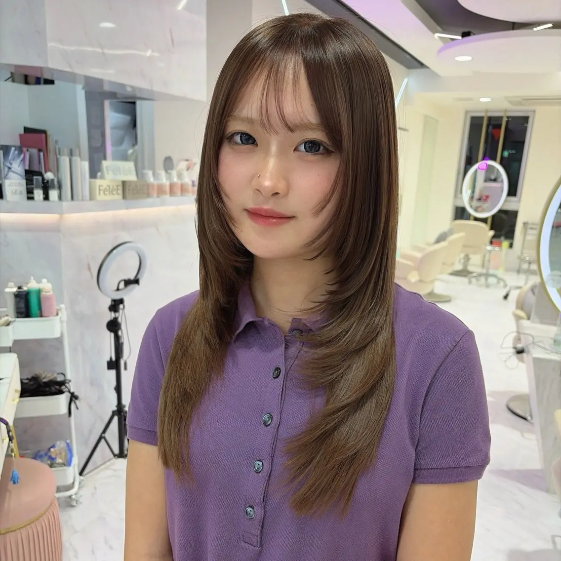 ロング カラー ブリーチ 透明感カラー ブリーチなしカラー カット ヘアカラー 名駅/透明感カラー /Wカラー/YUNAのヘアスタイル