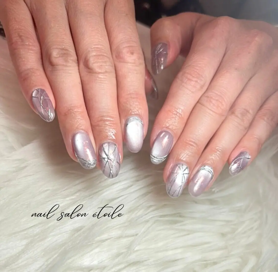 ネイル マグネットネイル パープル ハンドネイル nail salon étoileのネイルデザイン