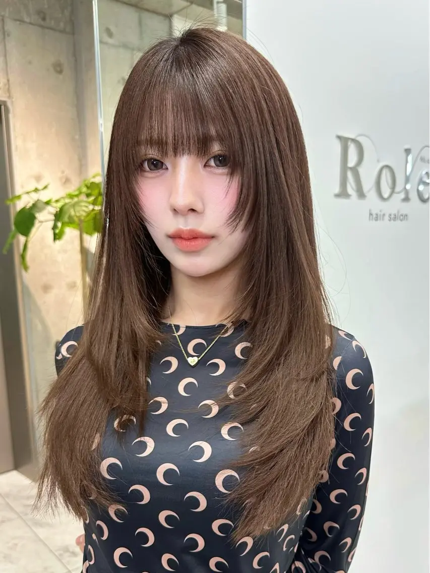 ミディアム カラー ベージュカラー ブリーチ 透明感カラー ブリーチなしカラー 髪質改善 【博多髪質改善】 吉村 清志のヘアスタイル