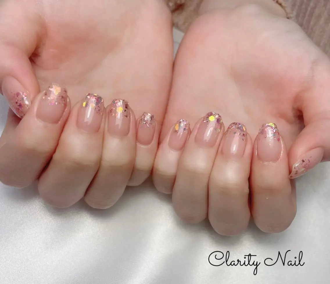 ネイル グラデーション ラメ(グリッター) ラメグラデーション ハンドネイル Clarity Nailのネイルデザイン