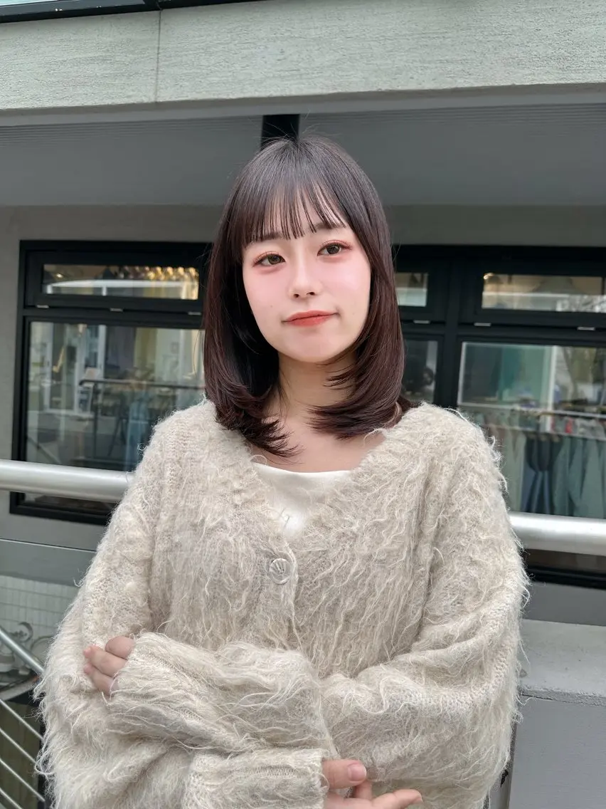 ミディアム カラー ミディアムレイヤー レイヤーカット 白髪ぼかし/レイヤー 表参道/ヒロキのヘアスタイル