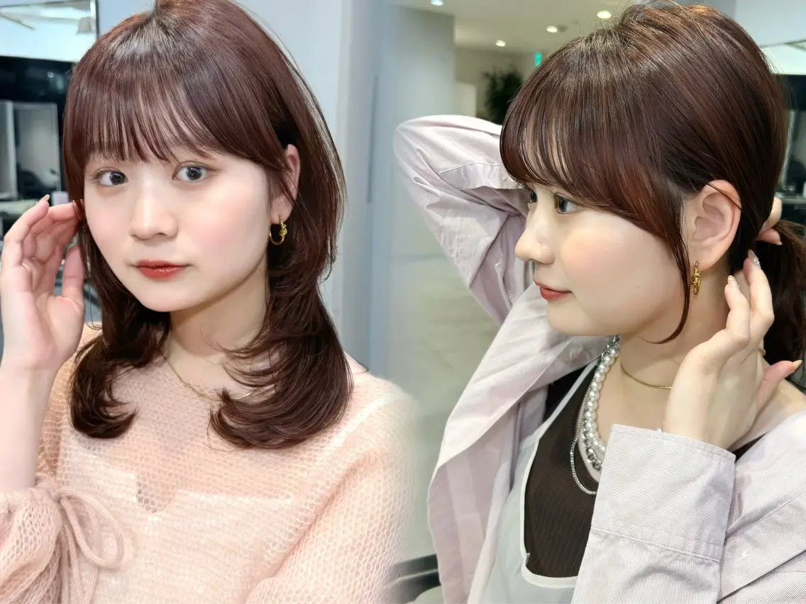 ミディアム カラー ミディアムレイヤー レイヤーカット カット ヘアカラー 池袋/小顔レイヤー/ 顔まわり/taigaのヘアスタイル