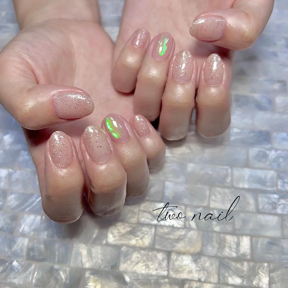ネイル アートネイル オーロラネイル フットネイル ハート キラキラネイル ハンドネイル two nailのネイルデザイン
