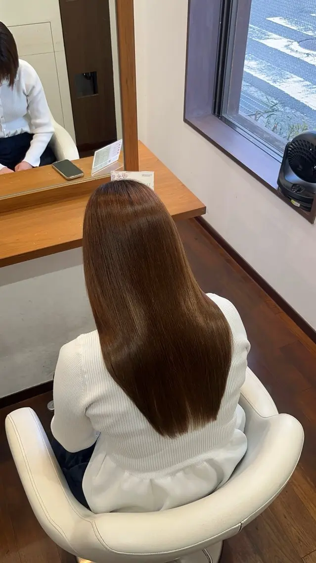 セミロング パーマ 髪質改善 ストレートパーマ カット 縮毛矯正 今在家 玲【艶髪スト レート/メンズ】のヘアスタイル