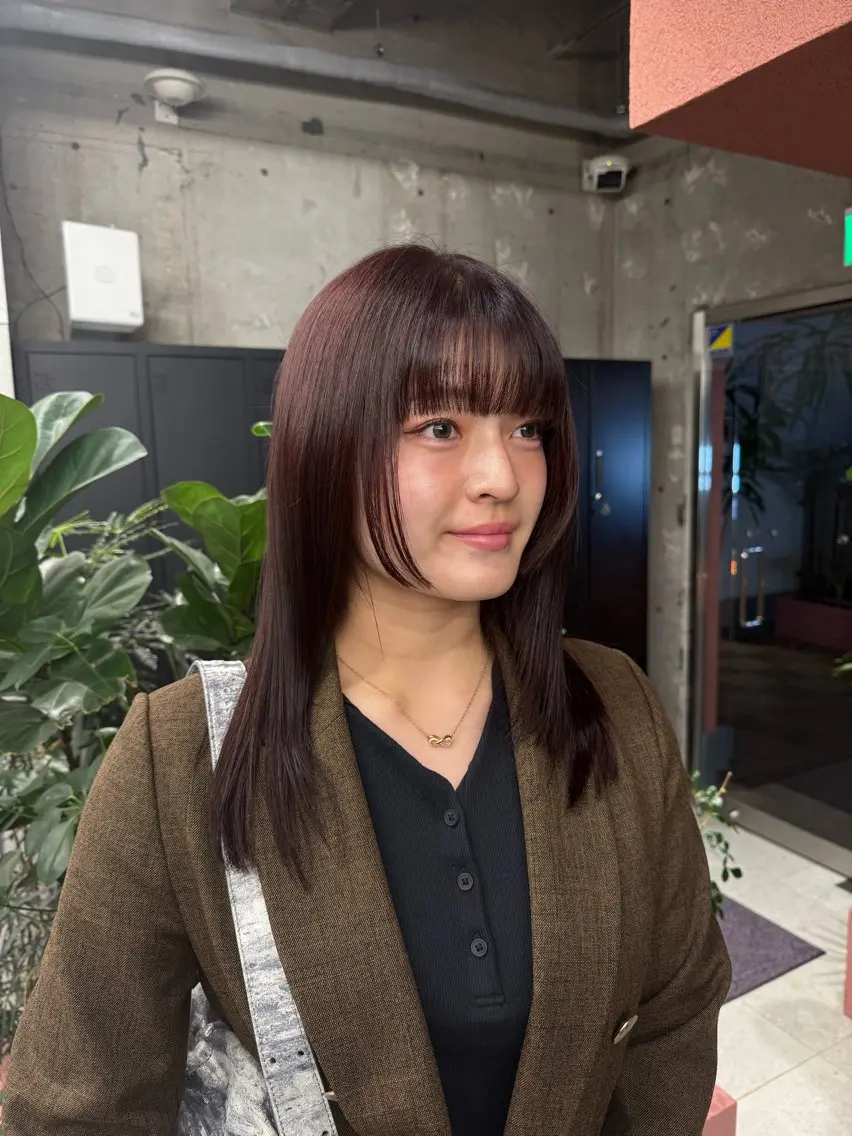 セミロング 顔周りカット レイヤーカット サイドバング カット ヘアカラー トリートメント 🌼モデル募集中 🌼すずかのヘアスタイル