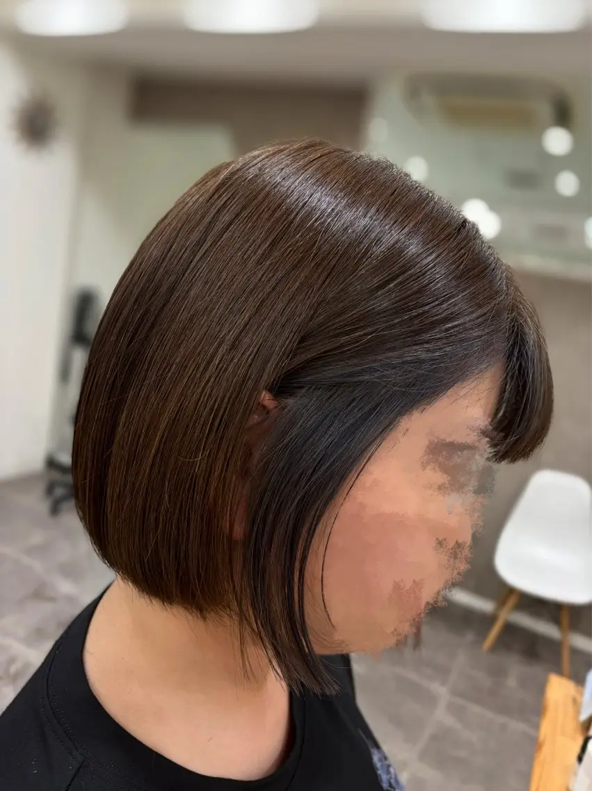 ミディアム カラー ミストバング  フェイスフレーミング ボブ ヘアカラー トリートメント (kakko) ayumiのヘアスタイル