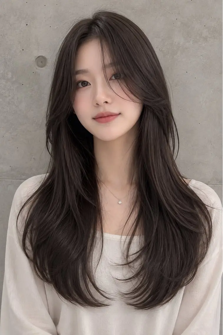 セミロング カラー ヘアアレンジ グレージュ くびれヘア 顔まわりレイヤー ハッシュカット 韓国風ヘア カット ヘアカラー トリートメント 🌫️大人韓国ヘア 🌫️naoyaのヘアスタイル
