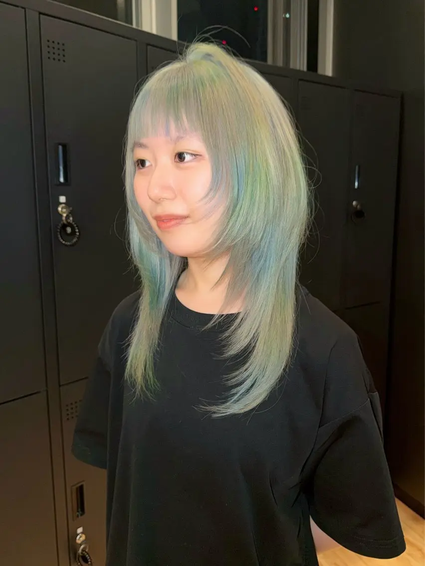 ロング カラー デザインカラー ハッシュカット カット ヘアカラー トリートメント 似合わせカット/ デザインカラー🦄のヘアスタイル