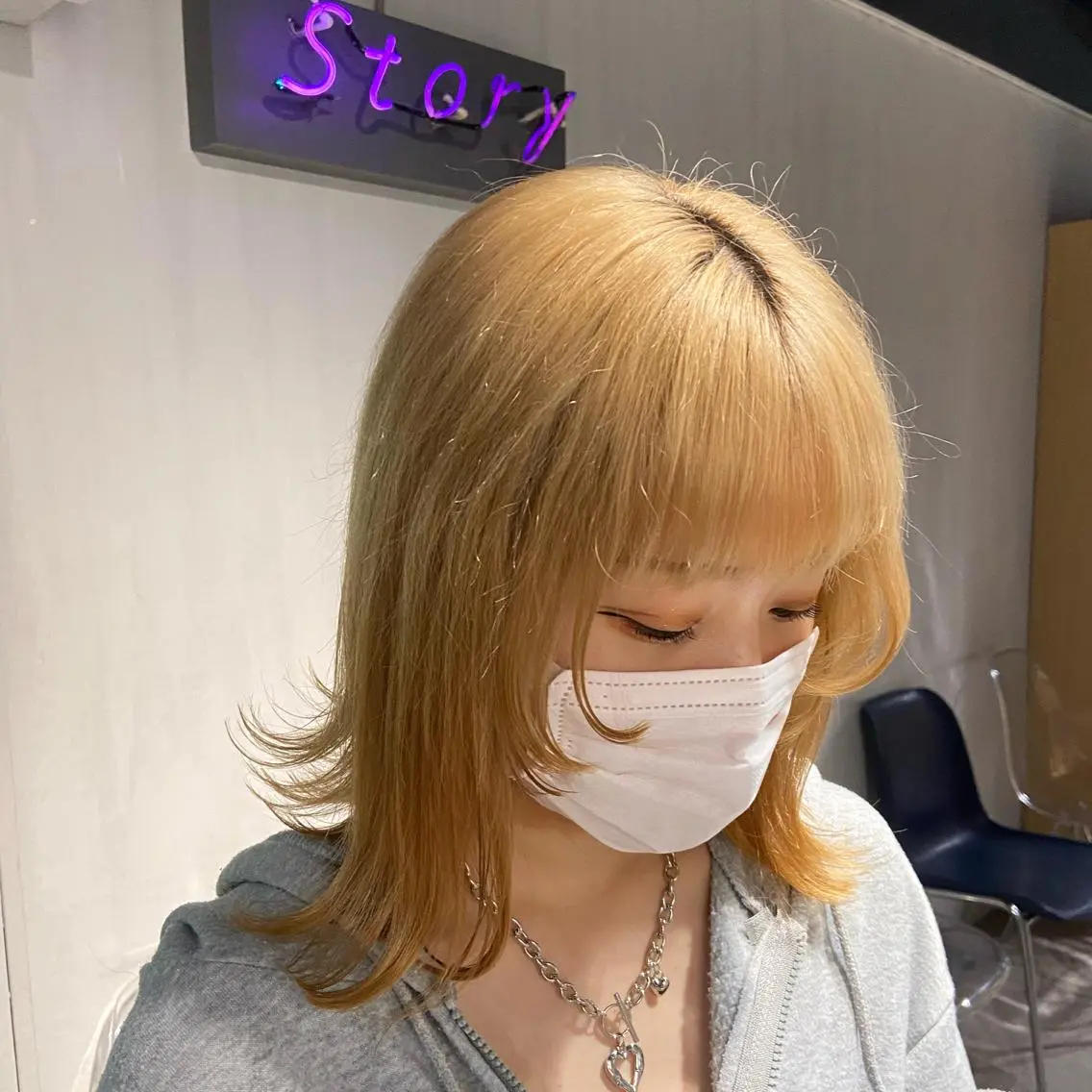 ミディアム アッシュ ピンクブラウン パープルカラー 髪質改善 トリートメント MEI🎀レイヤー 🎀韓国styleのヘアスタイル