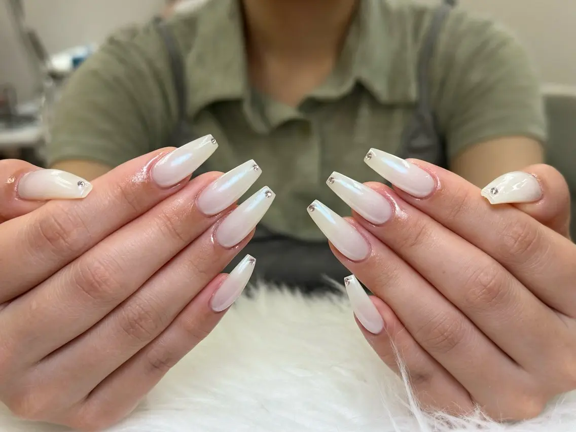 ネイル チークネイル ドット フレンチネイル グラデーション 韓国ネイル ハンドネイル Lisa Nail Salonのネイルデザイン