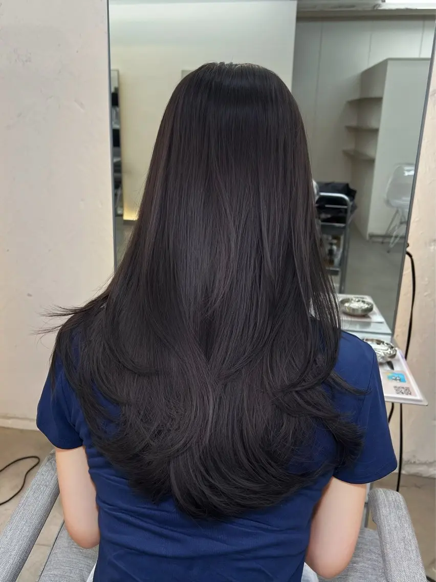 ロング カラー 透明感カラー レイヤーカット トリートメント 柔らかブラウン/顔周 りレイヤー♡ユウシのヘアスタイル