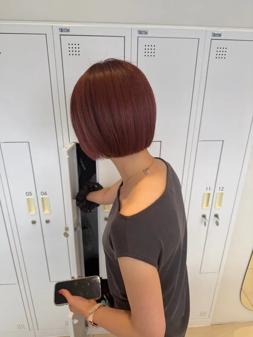 ショート カラー ブラウンカラー ピンクカラー ピンクブラウン カット ヘアカラー 🎀京都暖色/ 艶髪縮毛/funaのヘアスタイル