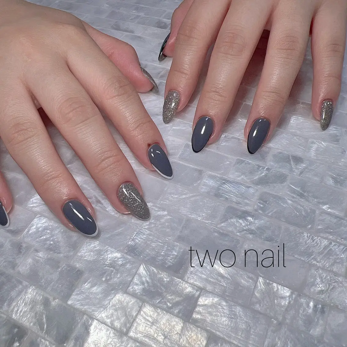 ネイル アートネイル ネイルチップ ホワイト ハンドネイル two nailのネイルデザイン
