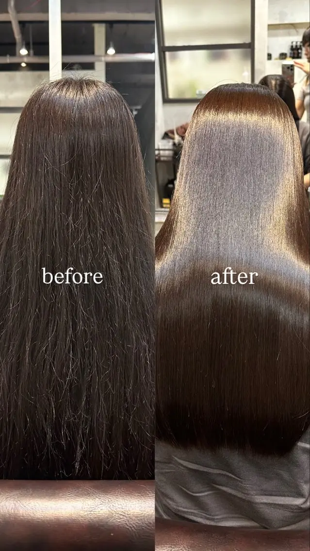 ロング 髪質改善 トリートメント トリートメント 🖤ほのか/ツヤ髪 /髪質改善/縮毛矯正のヘアスタイル