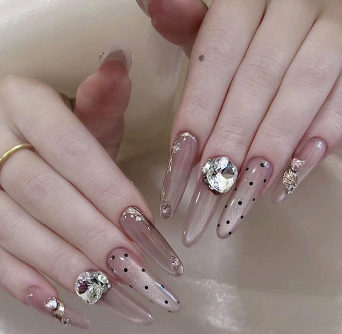 ネイル チークネイル 長さ出し フラッシュネイル フレンチネイル ガラスフレンチ ハンドネイル ハンドケア The Nail 大久保店のネイルデザイン