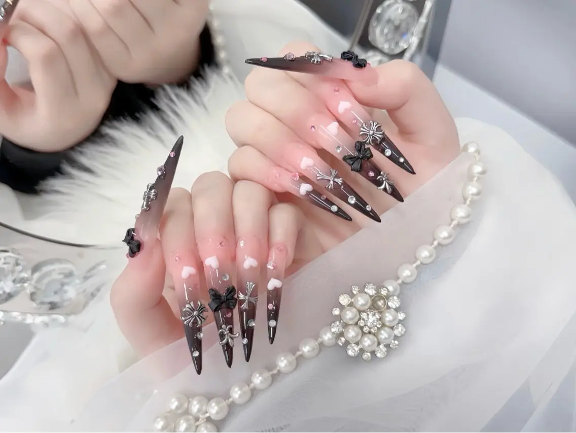 ネイル べっ甲ネイル ブルー 長さ出し フレンチネイル ジェルネイル ハンドネイル Rin Nail 新大久保店のネイルデザイン