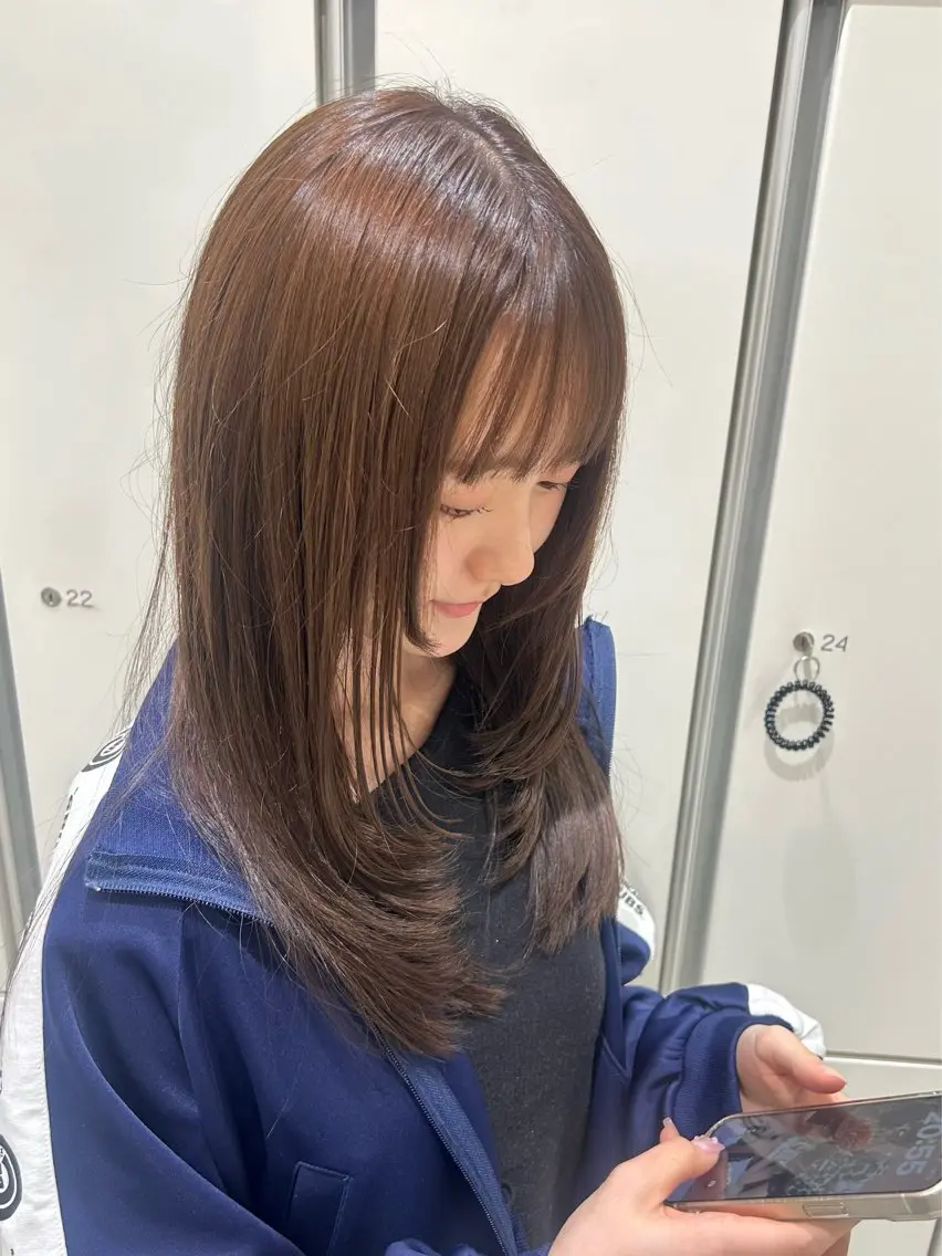 ロング 顔まわりレイヤー 顔周りカット レイヤーカット カット ✧HINA✧ 韓国風/レイヤーのヘアスタイル