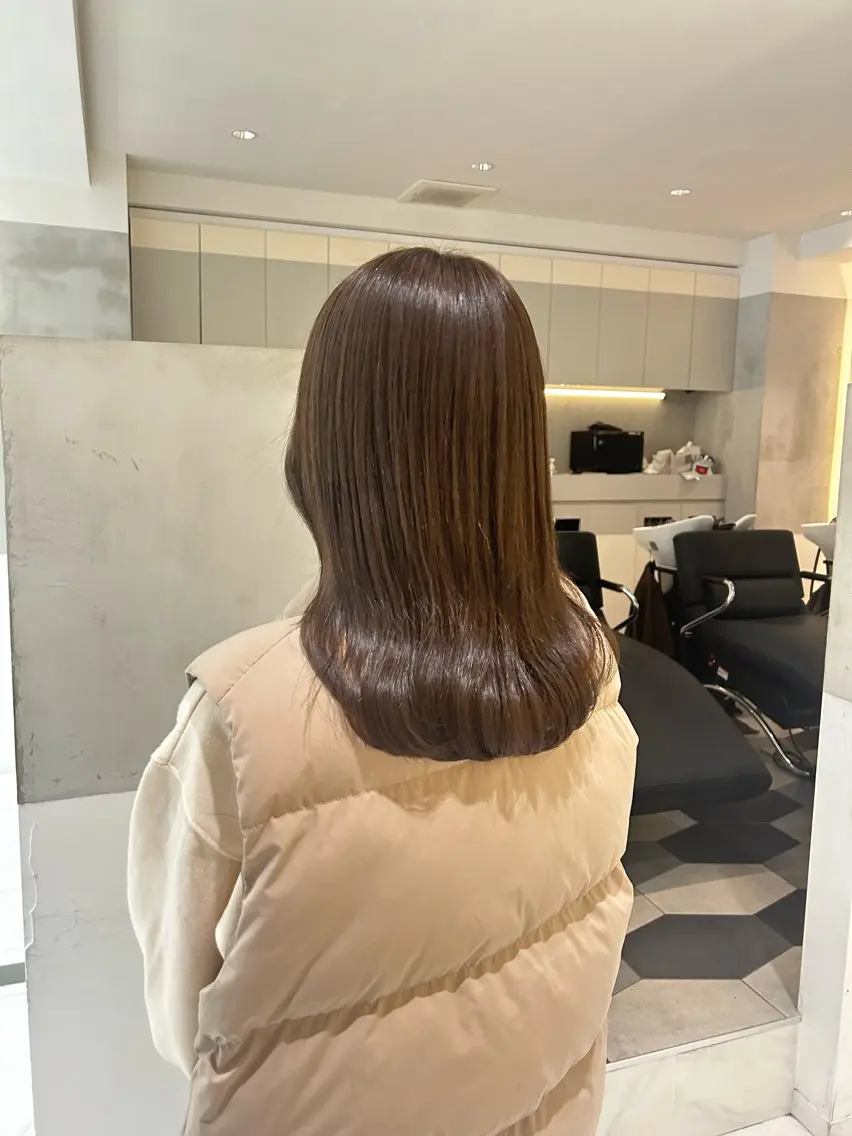 セミロング アッシュ アッシュブラウン ヘアカラー トリートメント ヘアセット ナチュラル/韓国💎 haruka 💎のヘアスタイル