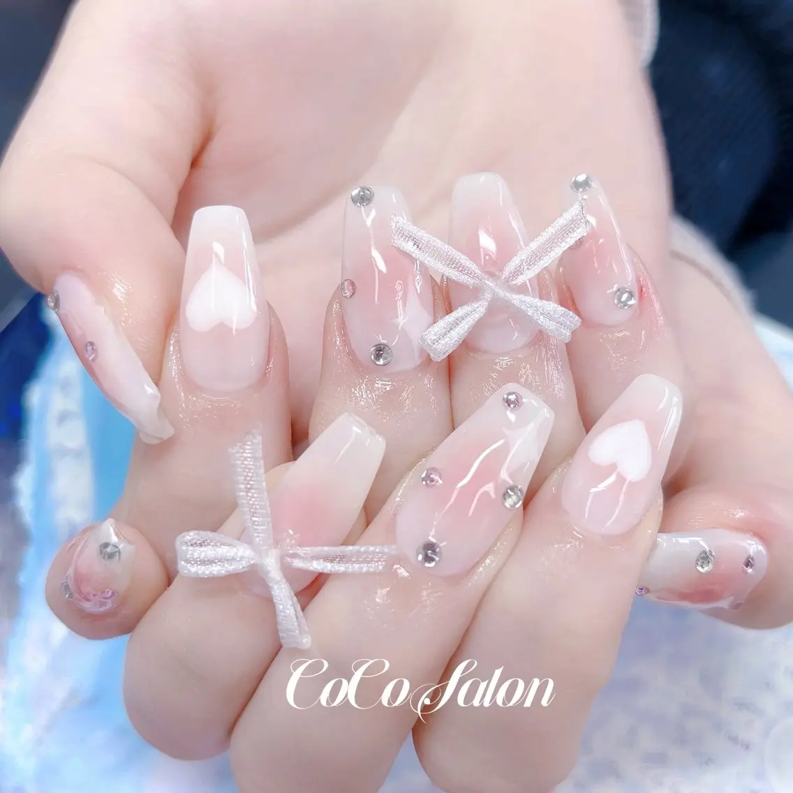 ネイル アートネイル チークネイル 成人式 長さ出し ジェルネイル ハンドネイル CoCoSalon ネイル/まつ毛予約のネイルデザイン