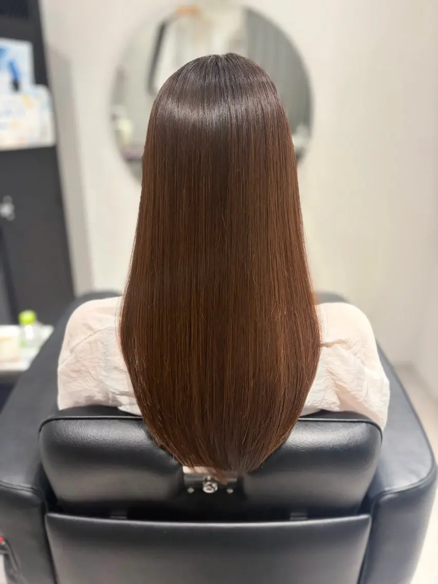 ロング パーマ カット 縮毛矯正 トリートメント 高取大将 /髪質改善/艶髪のヘアスタイル