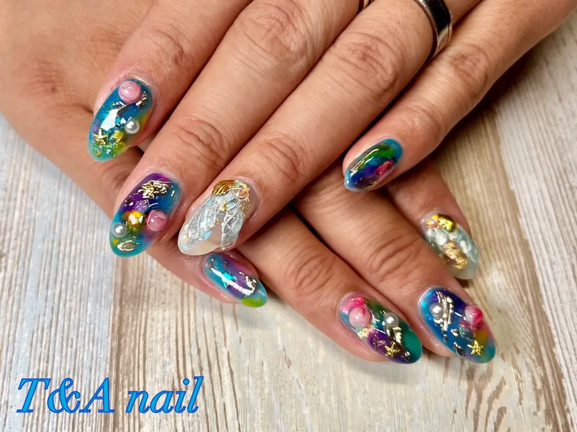 ネイル 長さ出し ジェルネイル ニュアンスネイル スカルプネイル 夏ネイル T&A nailのネイルデザイン