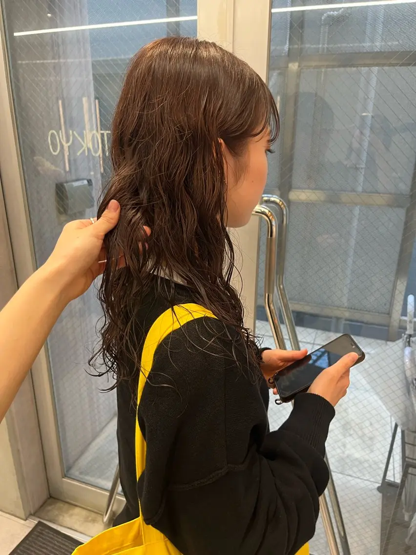 ミディアム カラー ヘアカラー トリートメント 縮毛矯正ボブ&顔まわ レイヤー♡TOMOEのヘアスタイル