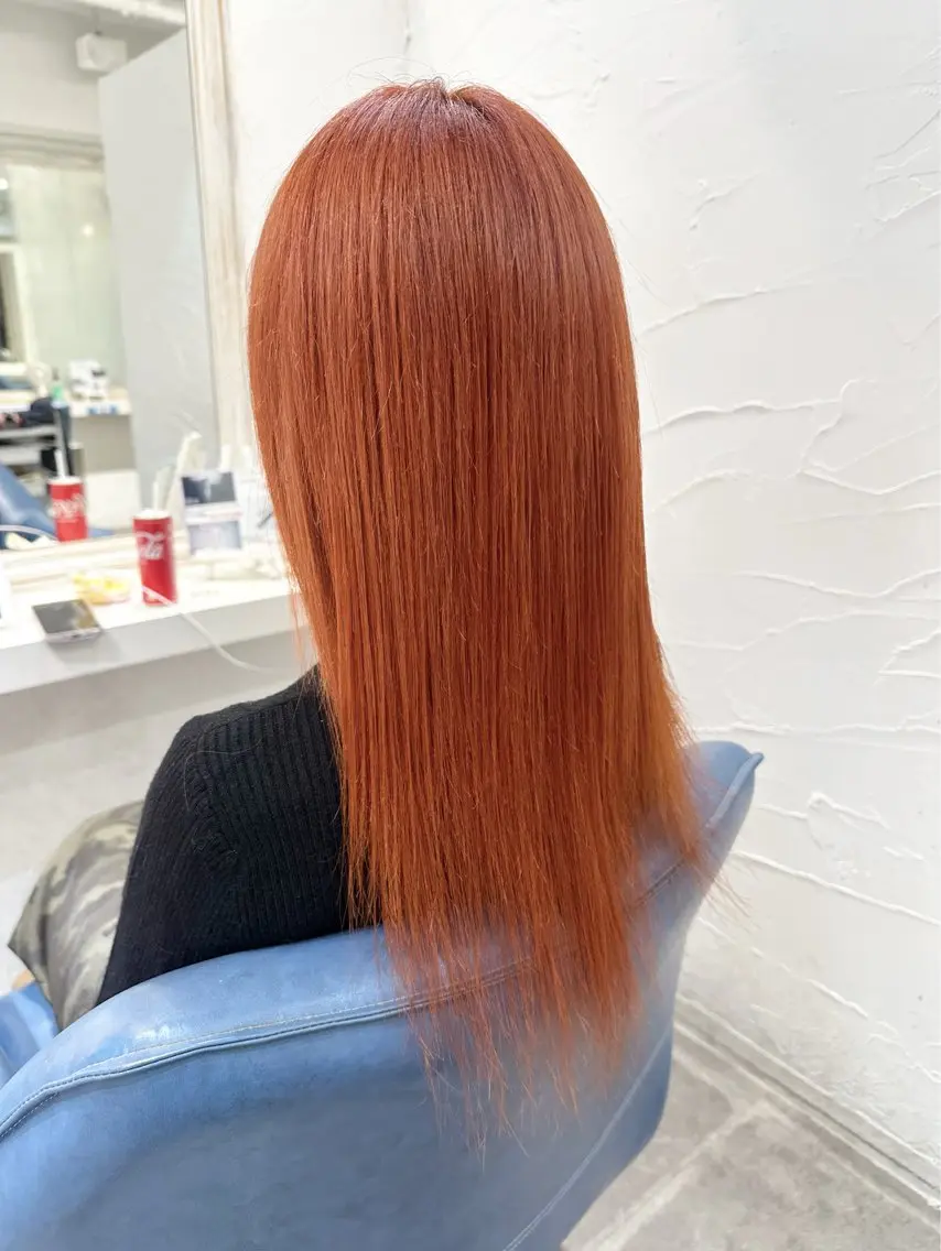セミロング カラー ブリーチ ケアブリーチ オレンジ 中目黒✂︎店長✂︎ TOMOHIROのヘアスタイル