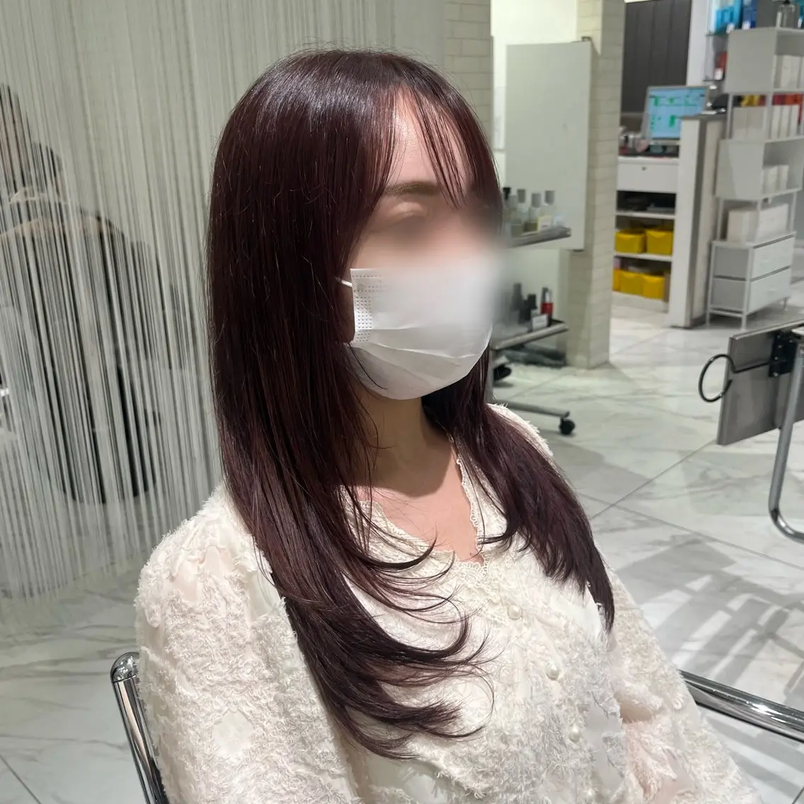 ロング カラー ブラウンカラー ピンクカラー ピンクブラウン レイヤーカット 橋本 七海のヘアスタイル