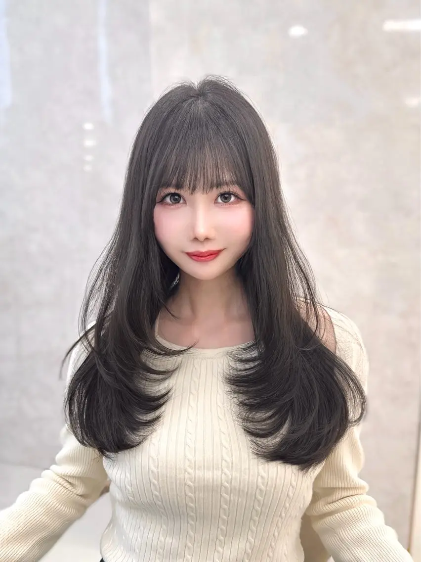 ロング カラー レイヤーカット カット ヘアカラー 似合わせ/レイヤー /顔まわり/池田歩樹のヘアスタイル