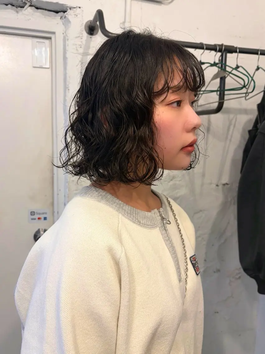 ミディアム パーマ ミディアムパーマ ボブ カット ヘアカラー パーマ トリートメント ＊UNU＊ RICOのヘアスタイル