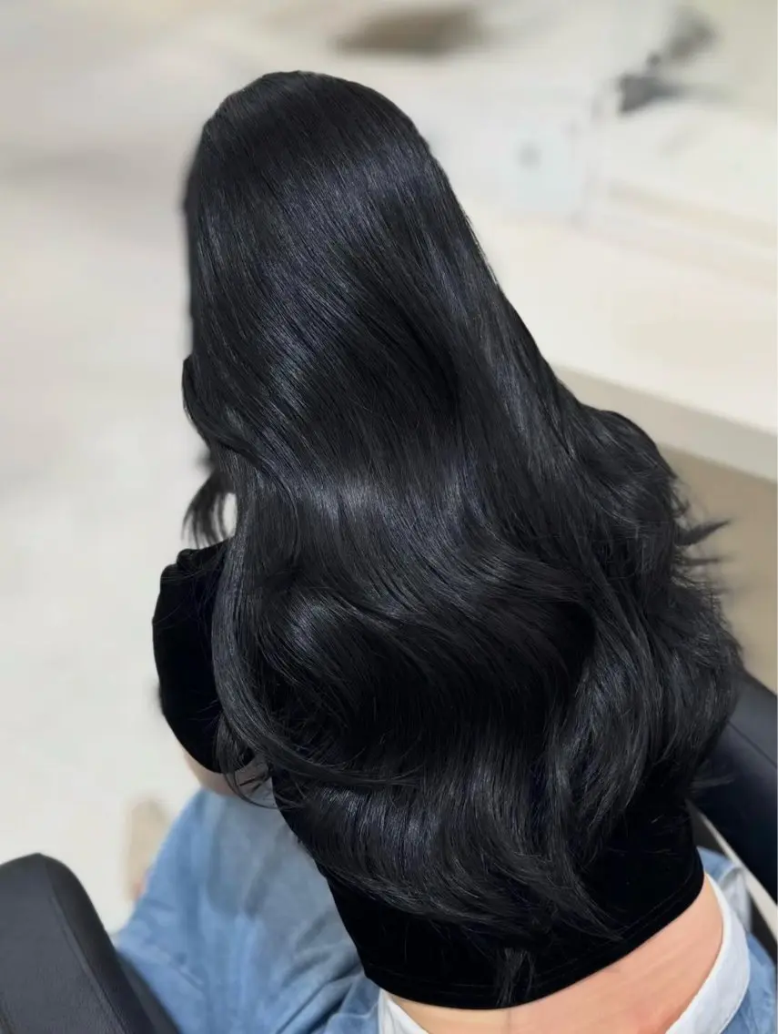 カラー 黒髪 ブルーカラー ブルーブラック 髪質改善 ヘアカラー 💎色落ちまで綺麗 寒色HARUKA💎のヘアスタイル