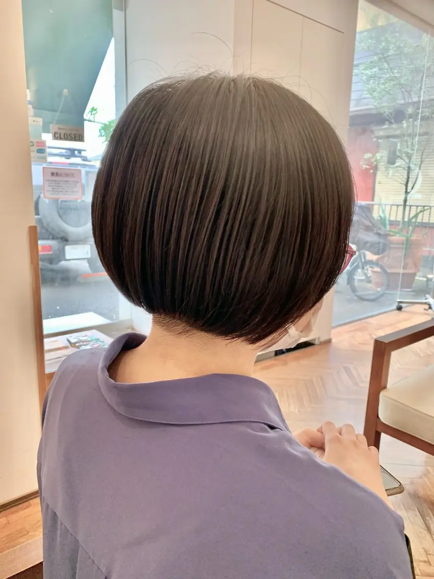 ショート ボブ ショートヘア 縮毛矯正 刈り上げ 秋山知穂🧸縮毛矯正 ショート新越谷南越谷のヘアスタイル