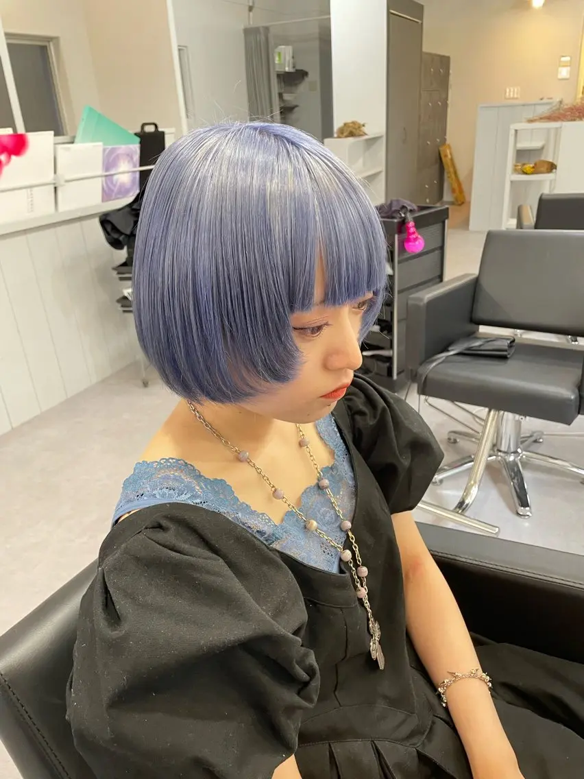 ショート カラー ヘアアレンジ ブルーカラー Cielro/ダブル カラー/西田咲希のヘアスタイル