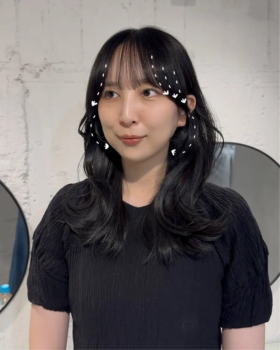 セミロング カット ヘアカラー トリートメント 100%可愛い顔周り 💓レイヤー/しずくのヘアスタイル