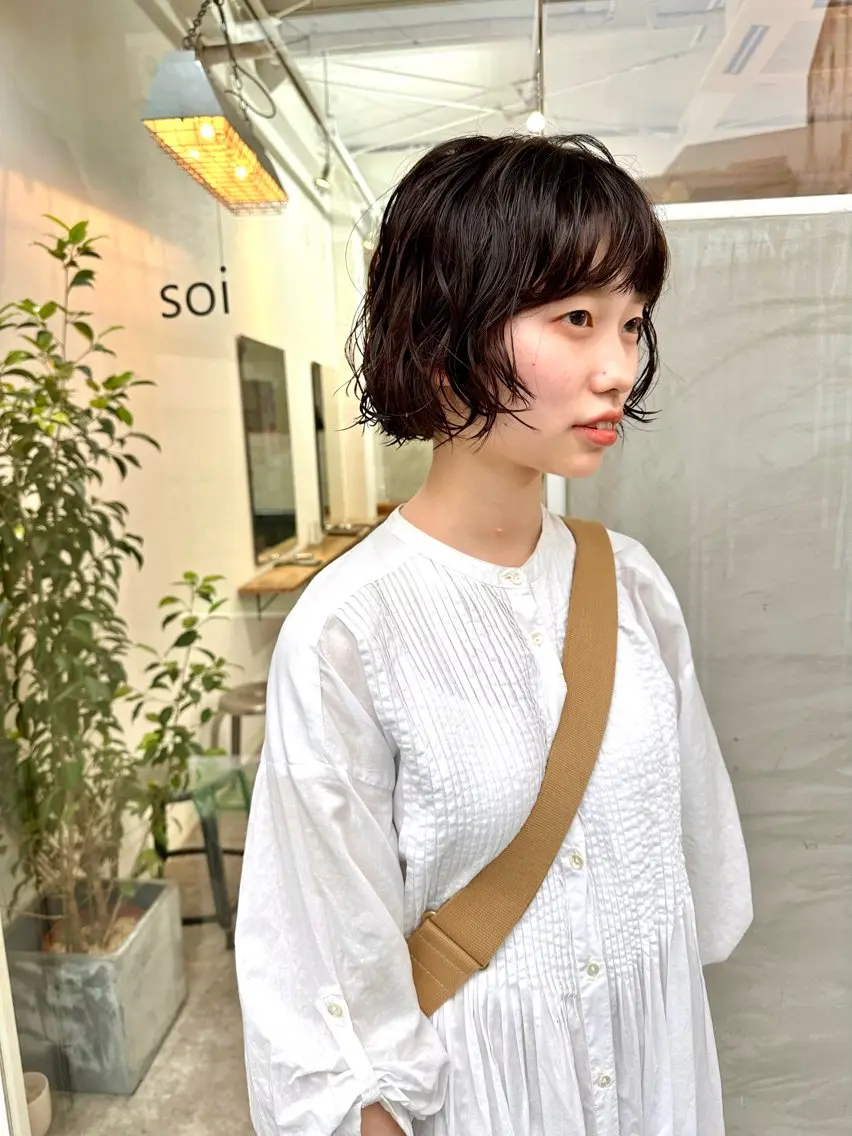 ショート パーマ ニュアンスパーマ カット パーマ トリートメント パーマ/透明感カラー /ボブ/吉田一生のヘアスタイル