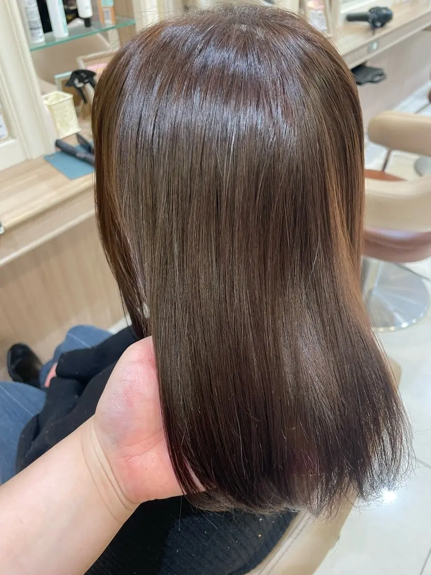 ミディアム カラー カット ヘアカラー トリートメント 韓国ヘアメイク🎀/ 縮毛矯正✨山本媛香のヘアスタイル