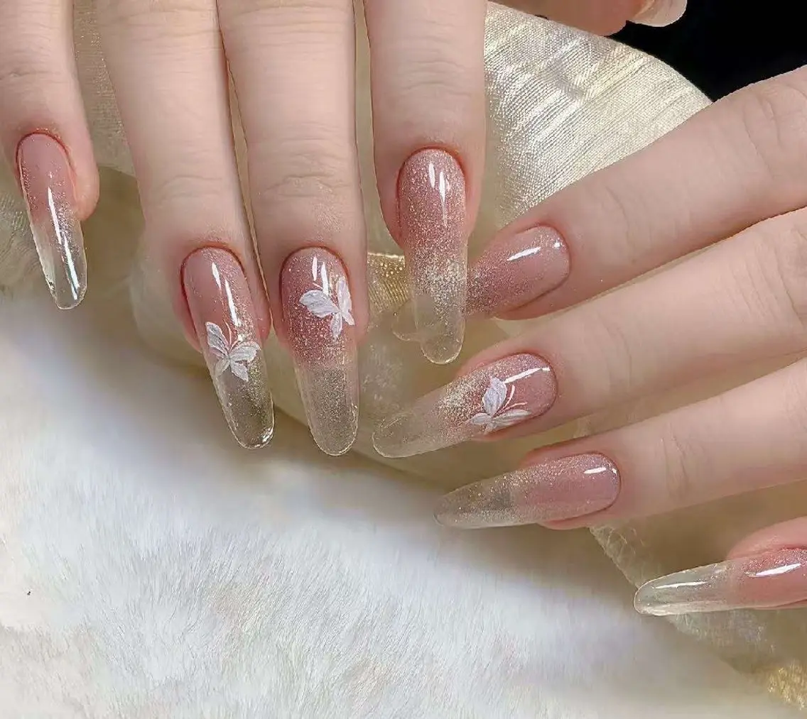 ネイル フラワーネイル フレンチネイル ジェルネイル ガラスフレンチ ハート ハンドネイル Oomiya 服部のネイルデザイン
