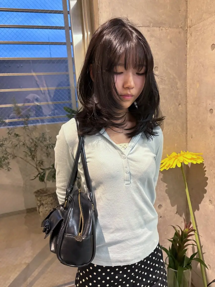 ミディアム ミディアムレイヤー 伸ばしかけ レイヤーカット カット 福岡レイヤーカット/ ゴトリのヘアスタイル
