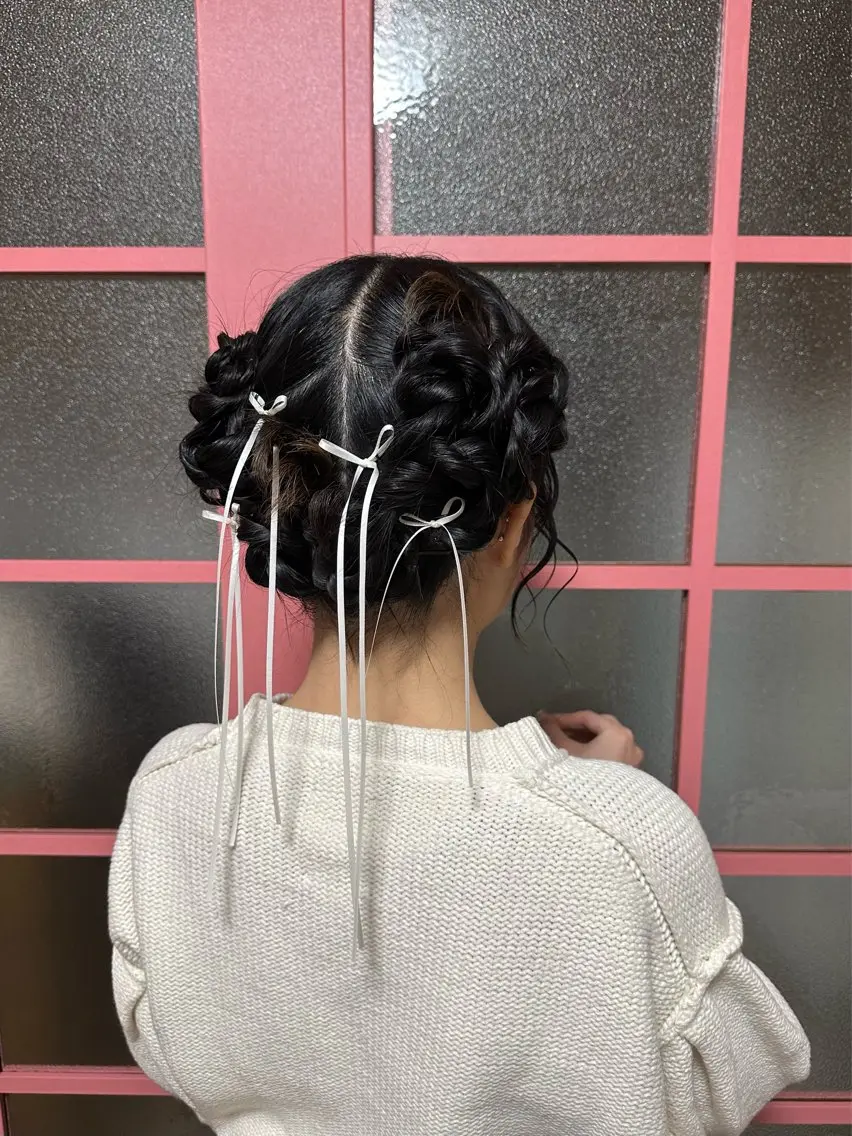ミディアム ヘアアレンジ ヘアセット 杏寿 ヘアセットサロンのヘアスタイル