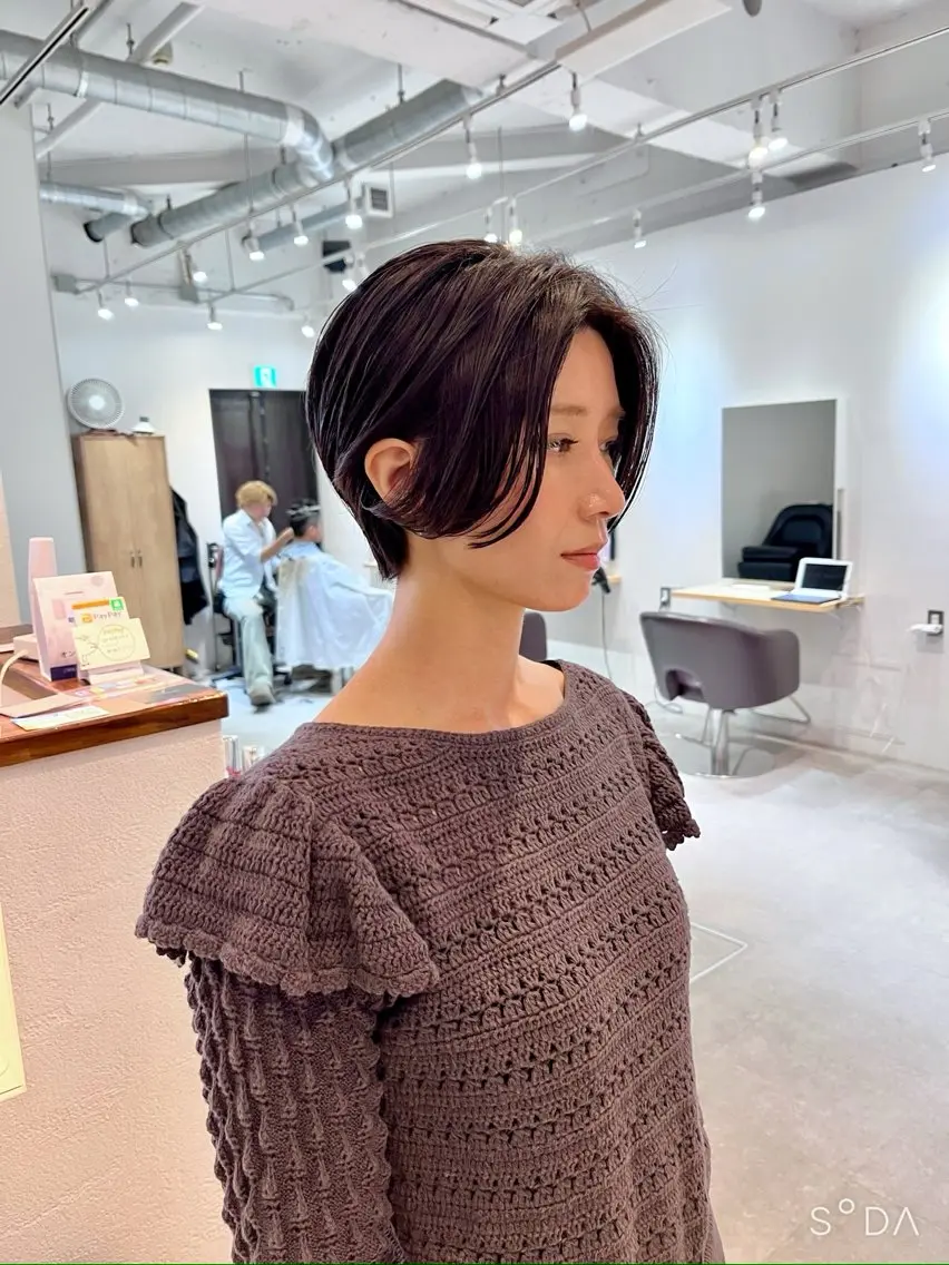 ショート パーマ 伸ばしかけ ニュアンスパーマ カット パーマ ヘッドスパ トレンドパーマ 🌱ショート/緒方椋のヘアスタイル