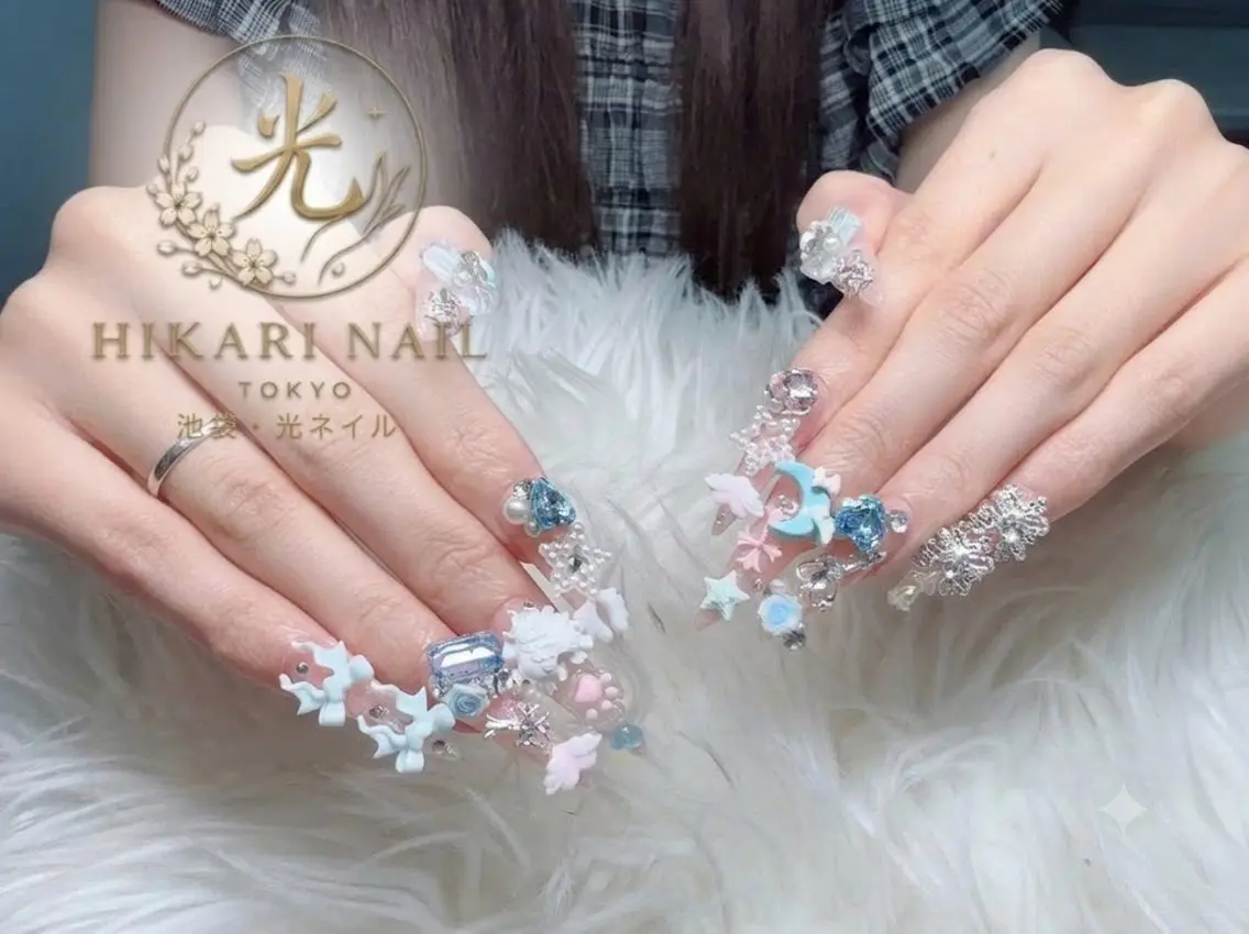 ネイル チークネイル 長さ出し フレンチネイル ガーリー ハロウィン ハンドネイル HikariNail Ikebukuroのネイルデザイン