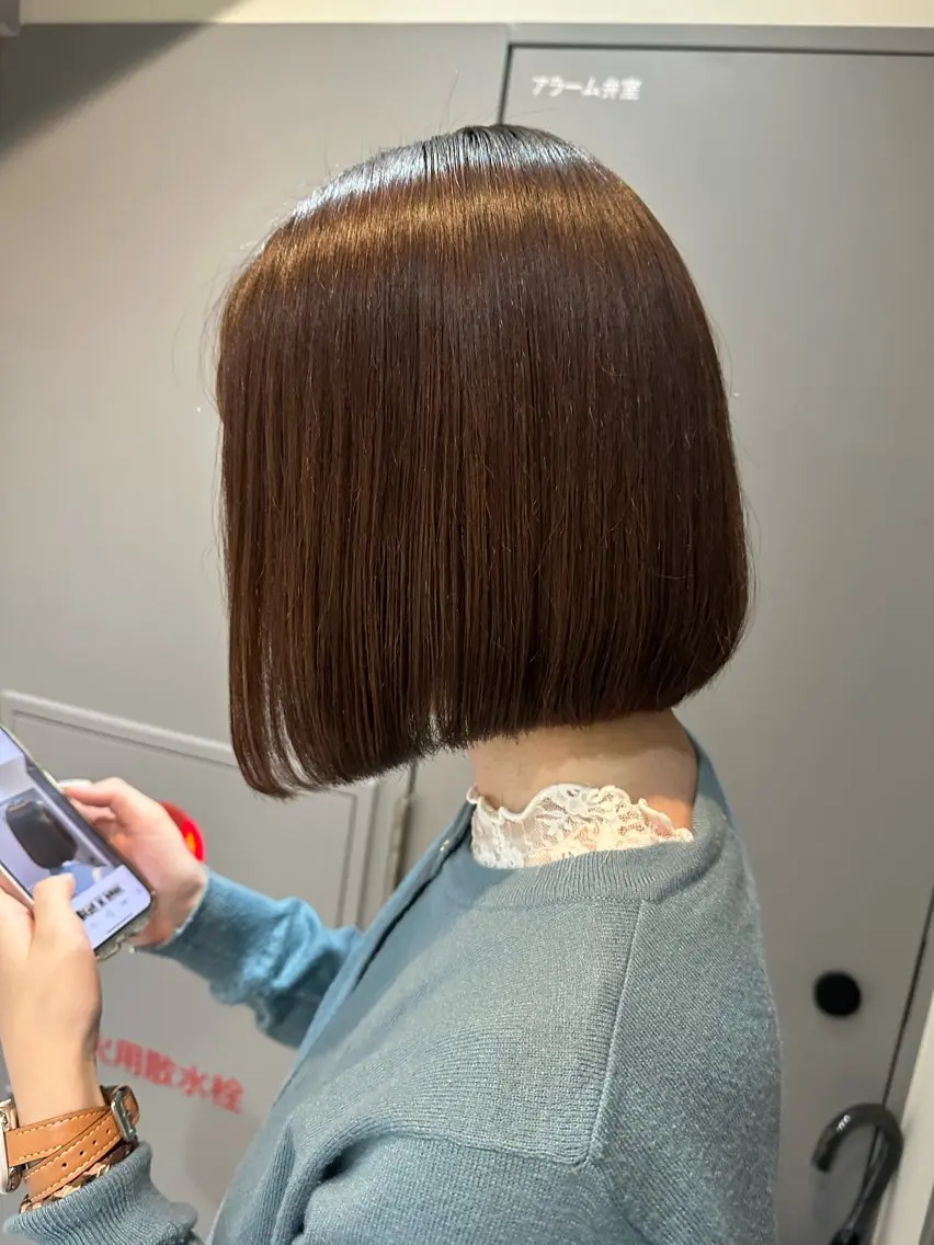 ショート パーマ 縮毛矯正 トリートメント ストレートパーマ 縮毛矯正+モテカラー 🎀✨MIHOのヘアスタイル