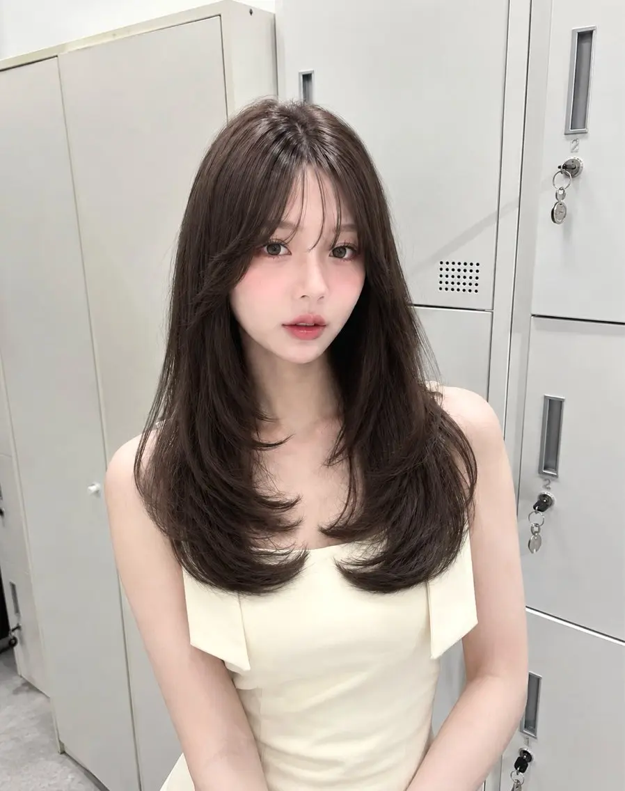 ロング ヘアカラー トリートメント ヘアセット 透明感カラー/巻き髪 /レイヤー /まなかのヘアスタイル