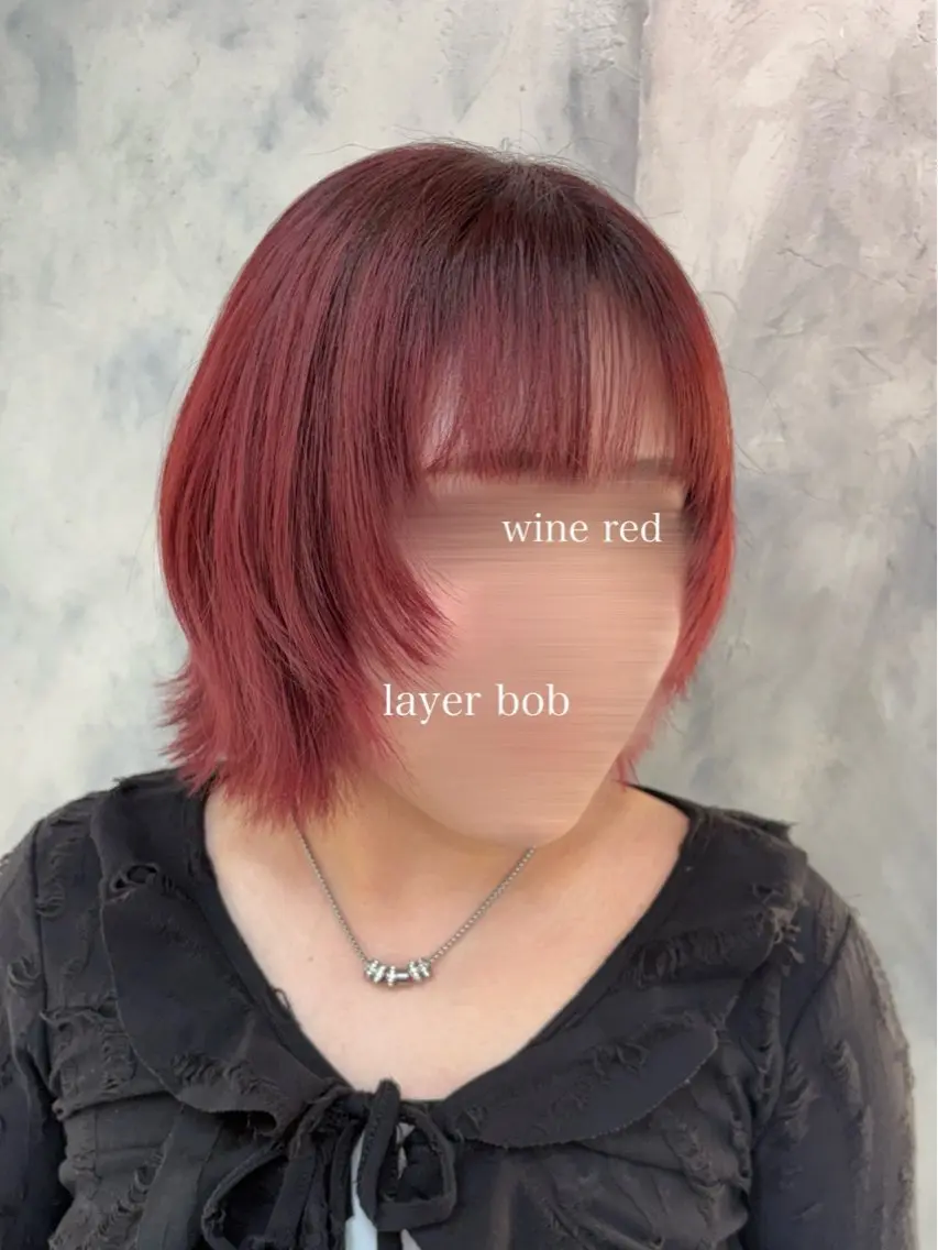 ミディアム ボブレイヤー ボブ 顔周りカット レイヤーカット 小顔カット カット ヘアカラー シモイケ ルアのヘアスタイル
