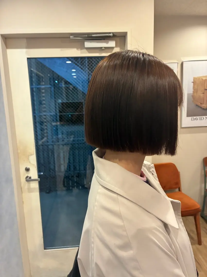 ショート 縮毛矯正 ケアストレート ハナシロミサキのヘアスタイル