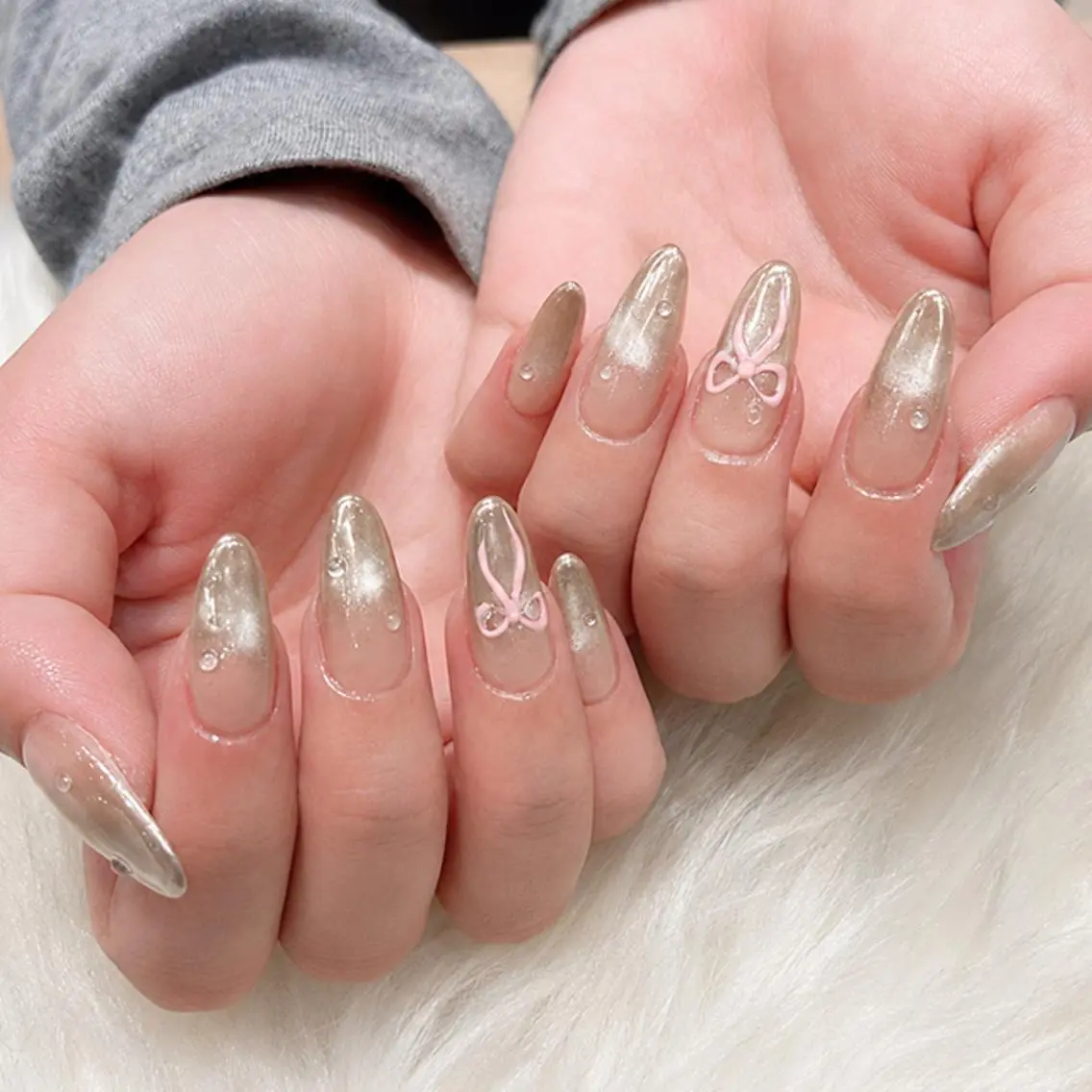 ネイル リボン ハンドネイル K. Harukaのネイルデザイン
