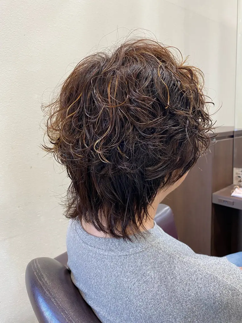 ショート パーマ ショートヘア ウルフカット 仲井 充のヘアスタイル