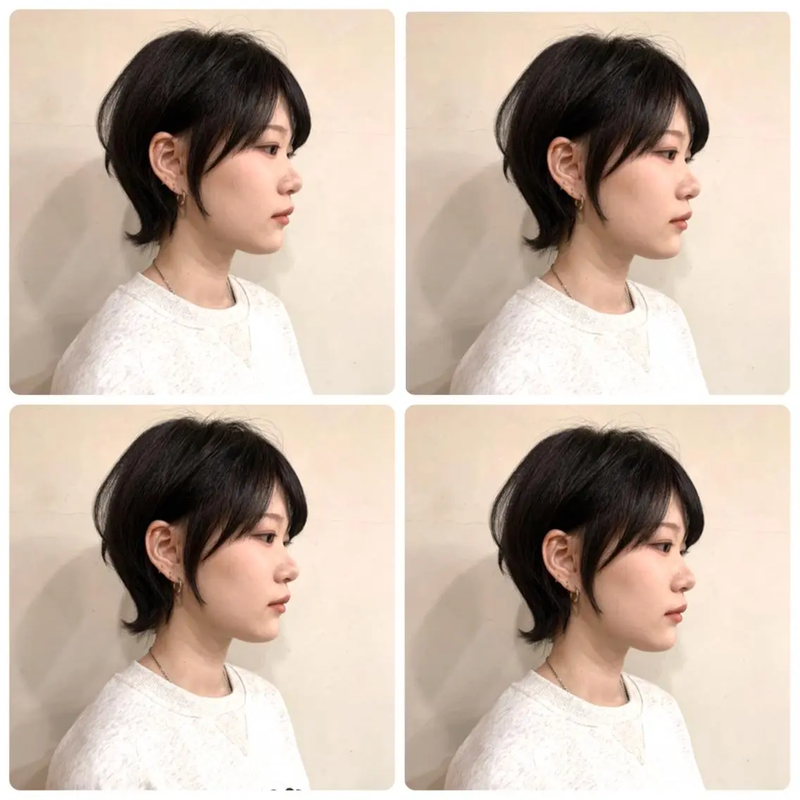 ショート カラー アッシュ ベージュカラー ブルーカラー ブラウンカラー ショコラベージュ カット ヘアカラー 京都大人女性ショート 徒歩1分/秋山のヘアスタイル
