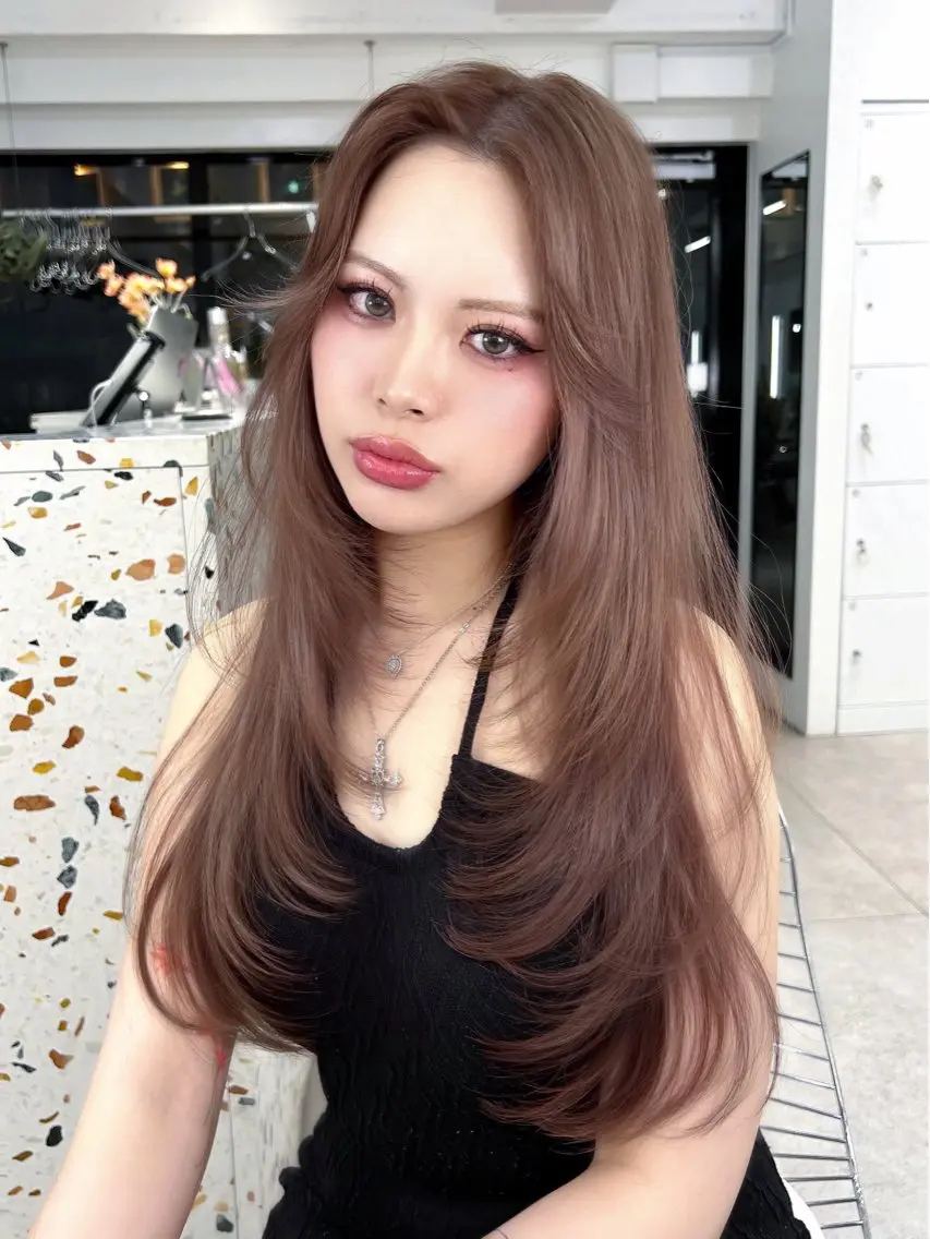 ロング カラー ハイレイヤー レイヤーカット カット トリートメント ✨レイヤーカット 海外ヘア/原宿✨のヘアスタイル